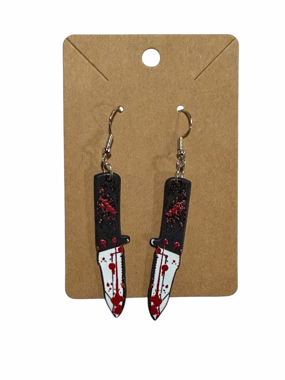 Novelty Black and Red Bloody Knife Dangle Earrings - Women Jewelry